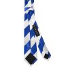 Blue and White Striped Hand Made Skinny Men's Football Tie
