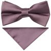 Pre Tied Mauve Boys Bow Tie and Pocket Square Set Age 4-7