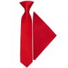 Pre Tied Scarlet Red Satin Boys Tie and Pocket Square Set Age 4-7
