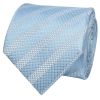 Mens Dusty Blue Textured Stripe Silk Classic Tie Pocket Square and Cufflinks Box Set