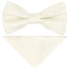 Pre Tied Ivory Paisley Boys Bow Tie and Pocket Square Set