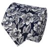 Mens Navy Floral Silk Classic Tie