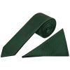 Bottle Green Silk Twill Skinny Mens Tie and Pocket Square Set