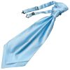 END OF SEASON Plain Sky Blue Satin Men's Cravat Tie and Pocket Square Set