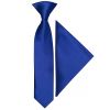 Pre Tied Royal Blue Satin Boys Tie and Pocket Square Age 4-7