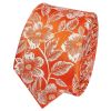 Mens Orange Floral Silk Skinny Tie and Pocket Square