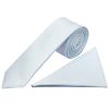 Plain Sky Blue Silk Skinny Men's Tie and Pocket Square Set
