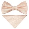 Pre Tied Light Peach Floral Boys Bow Tie and Pocket Square Set