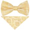 Pre Tied Caramel Paisley Boys Bow Tie and Pocket Square Set