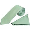 Plain Green Textured Silk Classic Men's Tie and Pocket Square Set