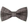 Pre Tied Light Grey Check Tweed Boys Bow Tie Age 4-7