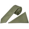 Olive Silk Twill Skinny Men's Tie and Pocket Square Set