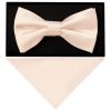 Plain Blush Handmade Mens Bow Tie and Pocket Square Set