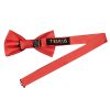 Plain Coral Pink Satin Silk Mens Bow Tie