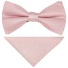 Pre Tied Dusty Rose Silk Boys Bow Tie and Pocket Square Set Age 4-7