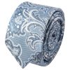 Blue and Silver Paisley Skinny Mens Tie and Pocket Square Set
