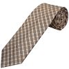 Brown Check Silk Mens Classic Tie and Pocket Square Set