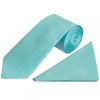Tiffany Blue Satin Classic Men's Tie Pocket Square Set