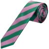 Pink and Green Striped Skinny Men's Tie and Pocket Square Set