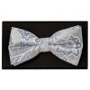 Silver and Blue Paisley Handmade Mens Bow Tie