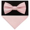 Plain Dusty Rose Silk Mens Bow Tie and Pocket Square Set