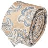 Champagne and Blue Paisley Skinny Men's Tie and Pocket Square Set