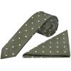 Olive Large White Spot Skinny Men's Tie and Pocket Square Set