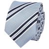 Blue Twin Stripe Skinny Men's Tie and Pocket Square Set