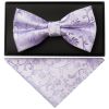 Lavender Floral Handmade Mens Bow Tie and Pocket Square Set