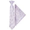 Pre Tied Lavender Floral Boys Tie and Pocket Square Set Age 4-7