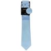 Classic Dusty Blue Mens Tie with Pocket Square and Lapel Pin Set