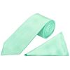 Plain Mint Green Satin Classic Men's Tie and Pocket Square Set