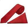 Plain Scarlet Red Skinny Men's Tie and Pocket Square Set