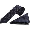 Navy Blue and White Polka Dot Skinny Men's Tie Pocket Square Set