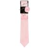 Classic Pink Mens Tie with Pocket Square and Lapel Pin Set