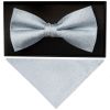 Plain Light Blue Textured Silk Mens Bow Tie and Pocket Square Set