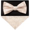 Nude Floral Handmade Mens Bow Tie and Pocket Square Set