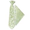 Pre Tied Sage Green Floral Boys Tie and Pocket Square Set Age 4-7