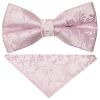 Pre Tied Light Dusty Pink Floral Boys Bow Tie and Pocket Square