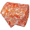 Mens Orange Floral Silk Classic Tie and Pocket Square