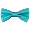 Pre Tied Turquoise Satin Boys Bow Tie and Pocket Square Set Age 4-7