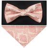 Rose Gold Paisley Handmade Mens Bow Tie and Pocket Square Set
