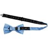 Plain Steel Blue Satin Handmade Mens Bow Tie