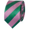 Pink and Green Striped Skinny Men's Tie
