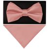 Plain Rose Gold Handmade Mens Bow Tie and Pocket Square Set