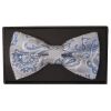 Silver and Blue Paisley Handmade Mens Bow Tie