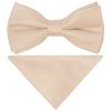 Pre Tied Nude Satin Boys Bow Tie and Pocket Square Set