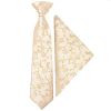 Pre Tied Caramel Floral Boys Tie and Pocket Square Set Age 4-7