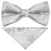 Pre Tied Silver Paisley Boys Bow Tie and Pocket Square Set