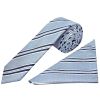 Blue Twin Stripe Skinny Men's Tie and Pocket Square Set